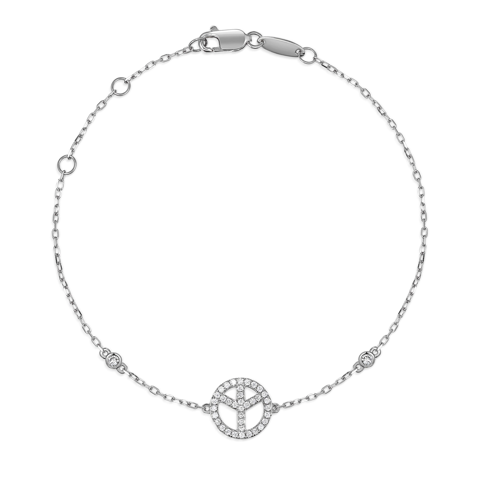Peace Symbol Diamond Bracelet 0.19ct G/SI