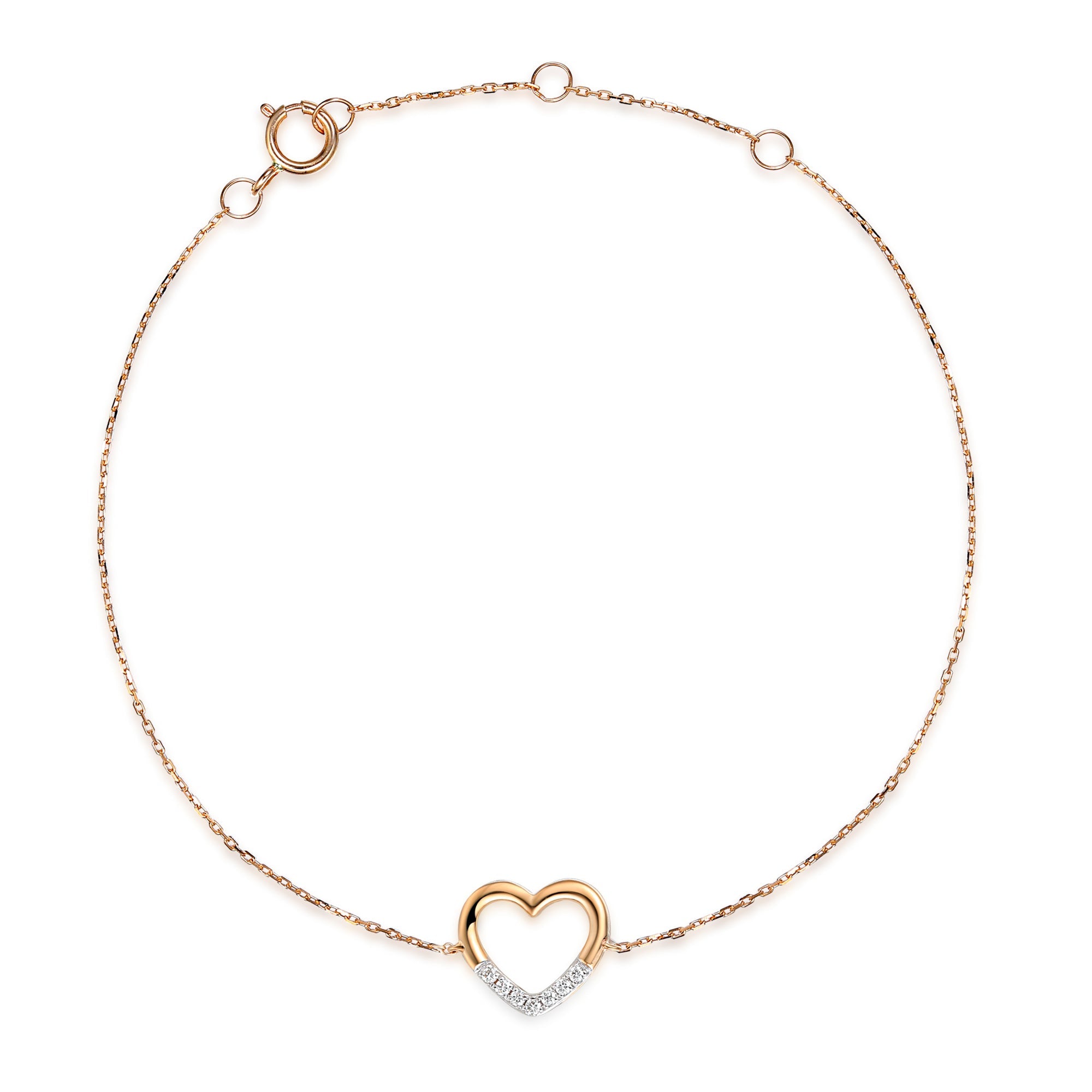 18k Rose Gold Diamond Heart Bracelet – The Real Gem