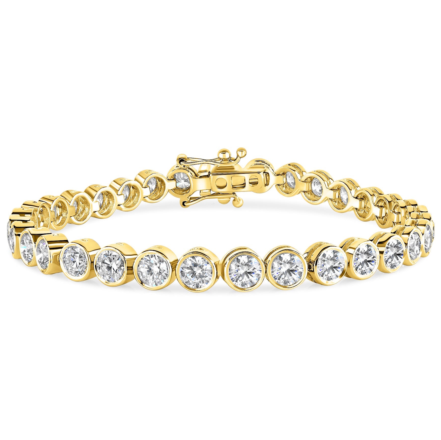 18k Yellow Gold Rubover Diamond Tennis Bracelet – The Real Gem