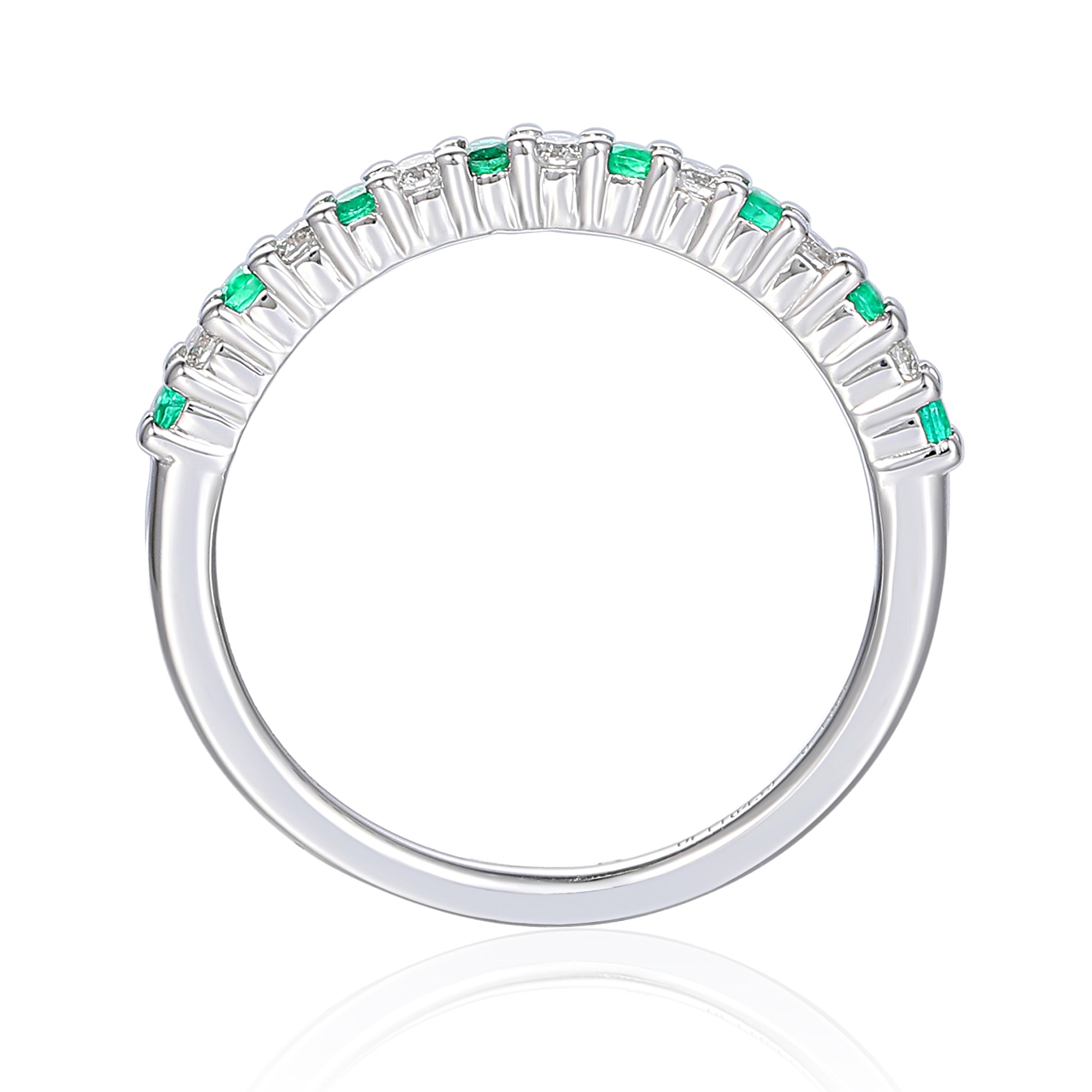 Emerald And Diamond Half Eternity Stacking Ring