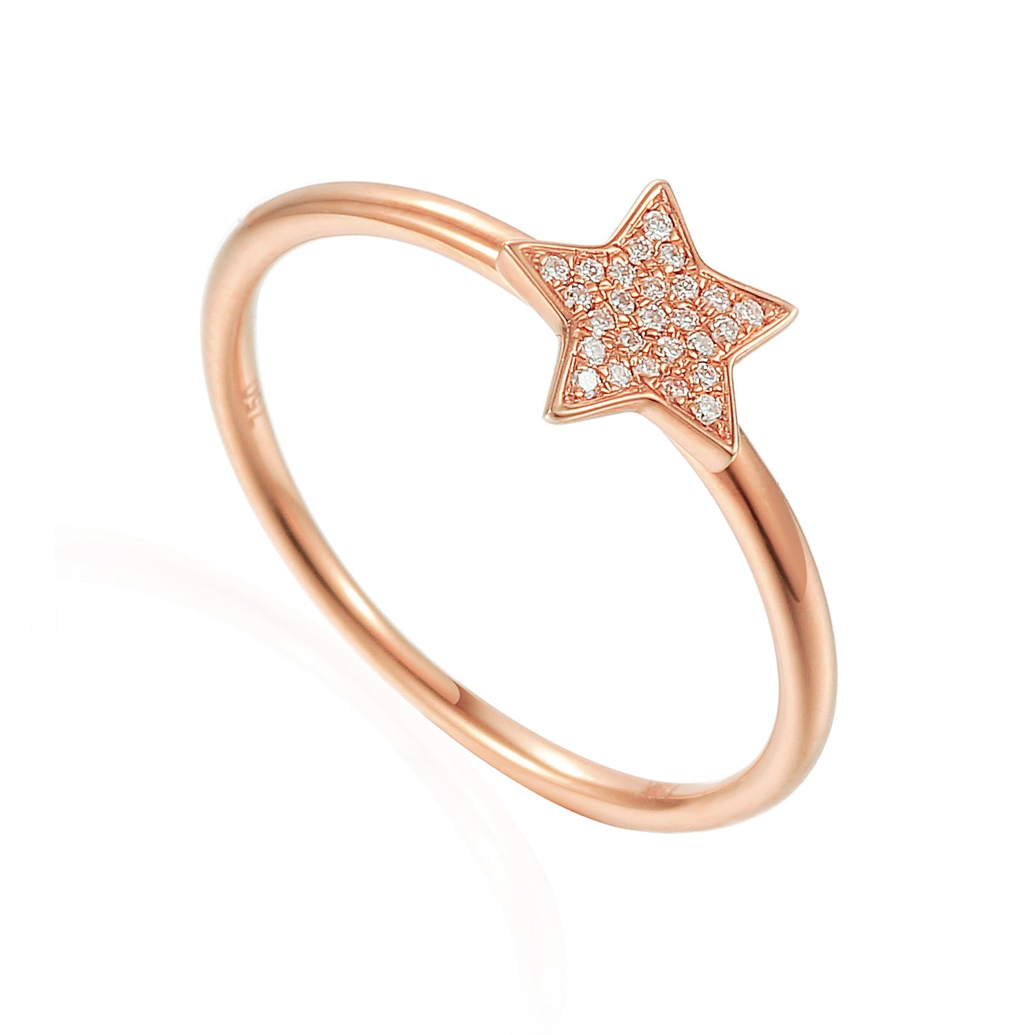 18k Rose Gold Diamond Star Shape Ring - The Real Gem