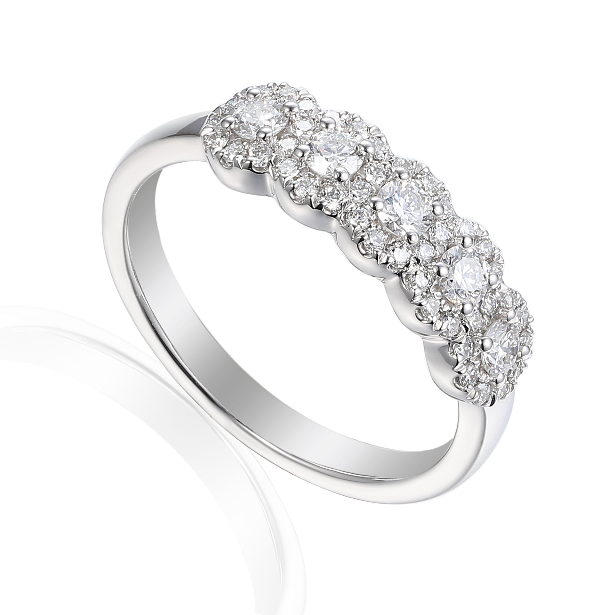 Platinum Diamond 5 Stone Halo Ring - The Real Gem