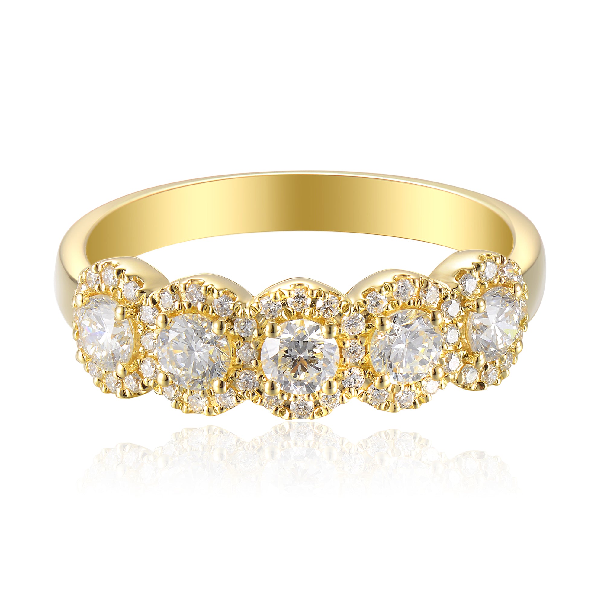 Diamond 5 Stone Halo Ring - G/SI
