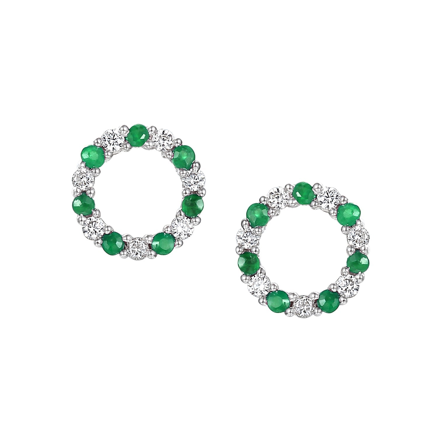 Emerald and Diamond Circle Stud Earrings – The Real Gem