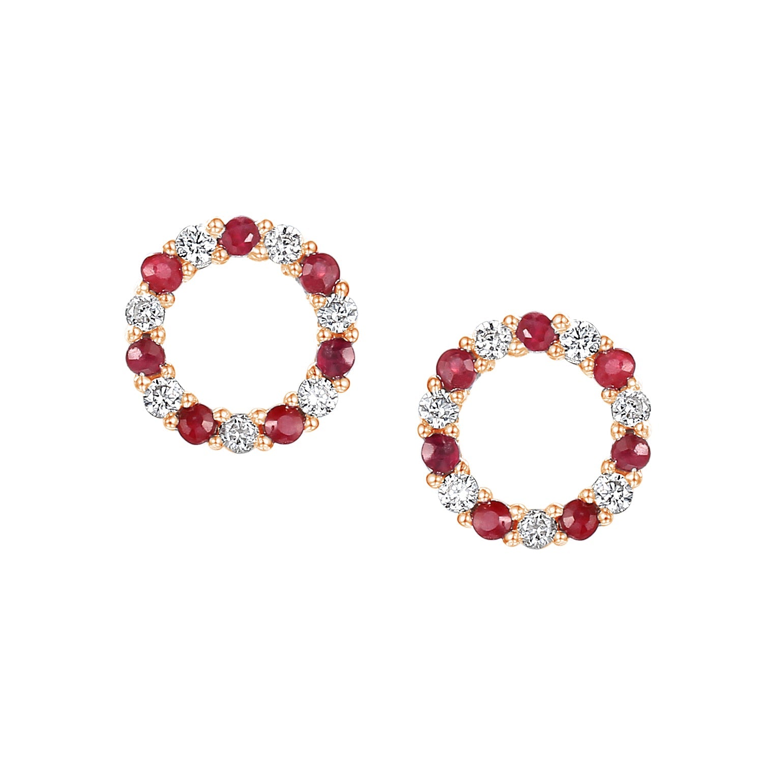Ruby and Diamond Circle Stud Earrings – The Real Gem