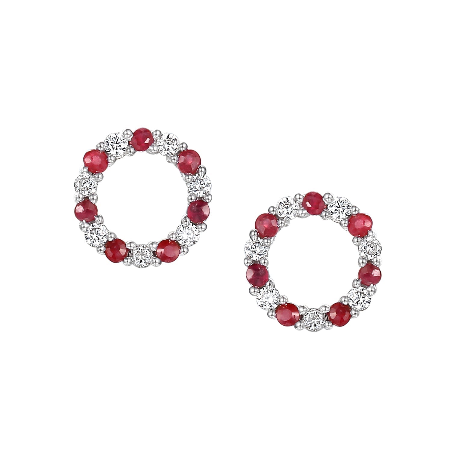 Ruby and Diamond Circle Stud Earrings – The Real Gem