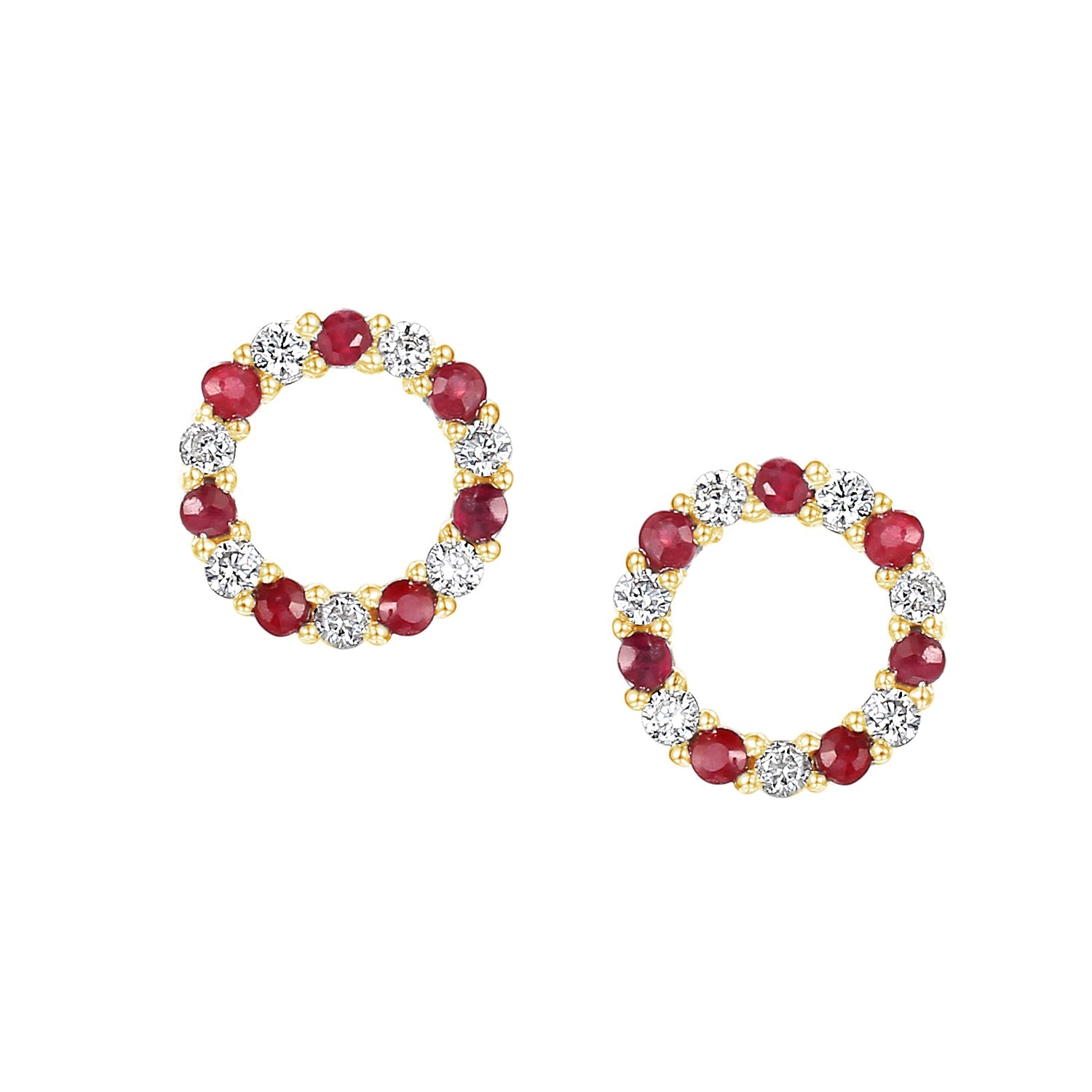 Ruby and Diamond Circle Stud Earrings – The Real Gem