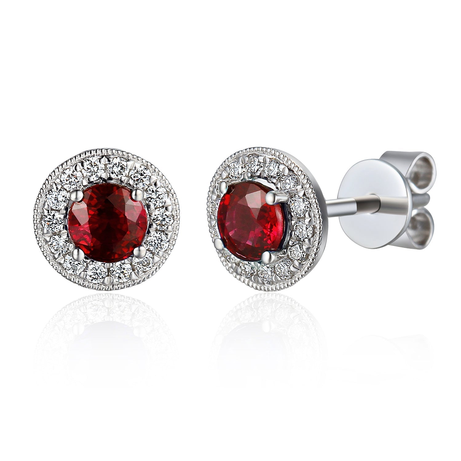 Ruby and Diamond Halo Stud Earrings – The Real Gem