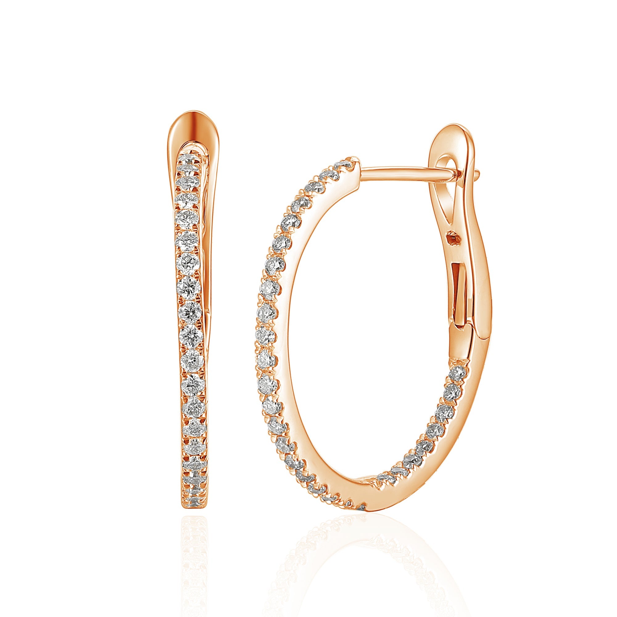 Diamond Pave Oval Hoop Earrings - The Real Gem