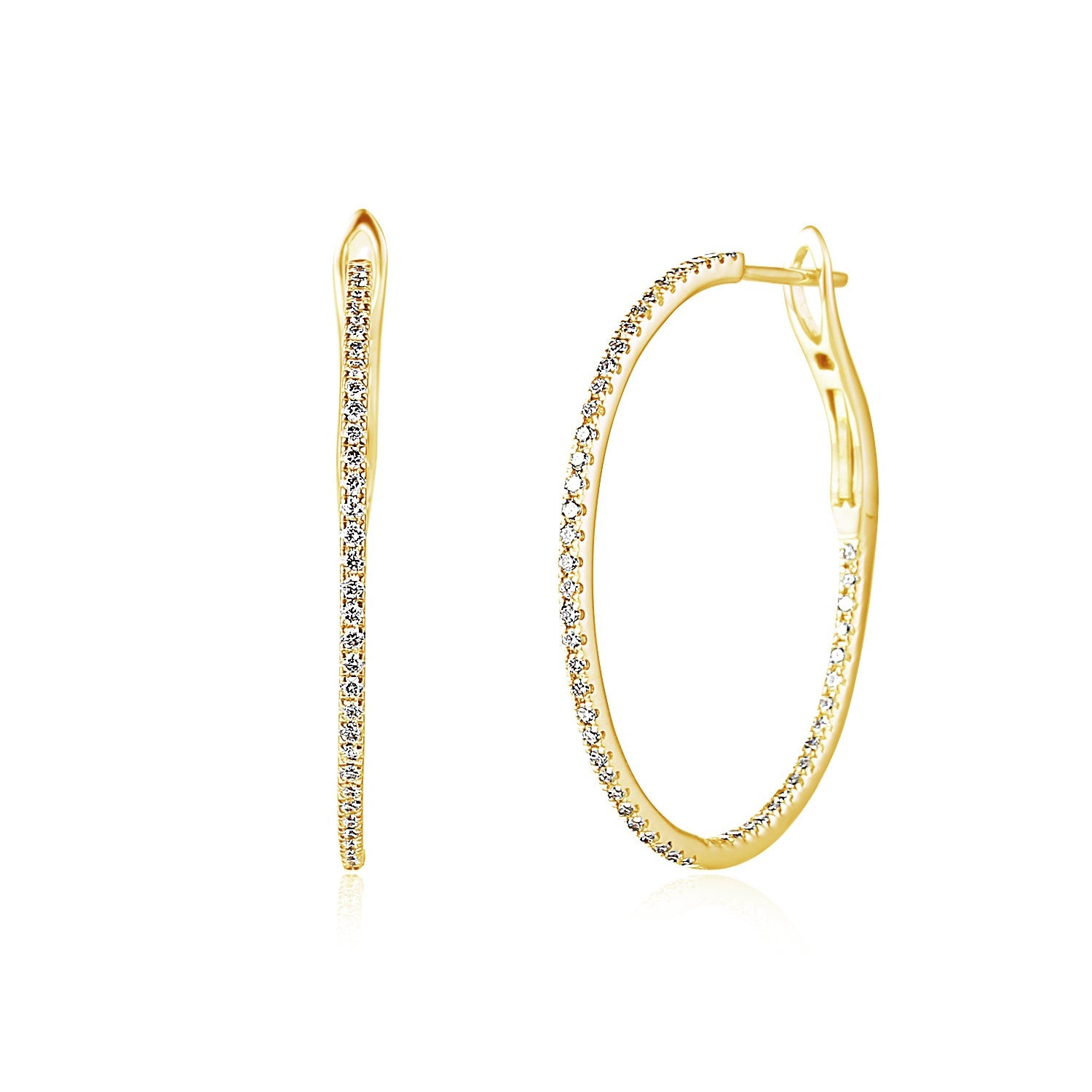 18k Yellow Gold Diamond Micro-Set Hoop Earrings – The Real Gem