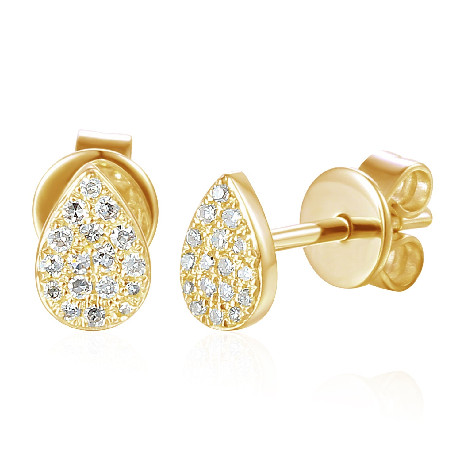 18k Yellow Gold Diamond Pear Shape Stud Earrings | The Real Gem