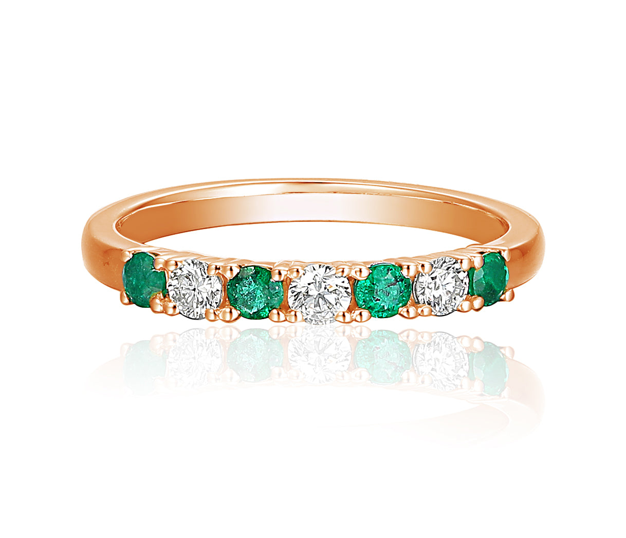 Emerald And Diamond 7 Stone Ring