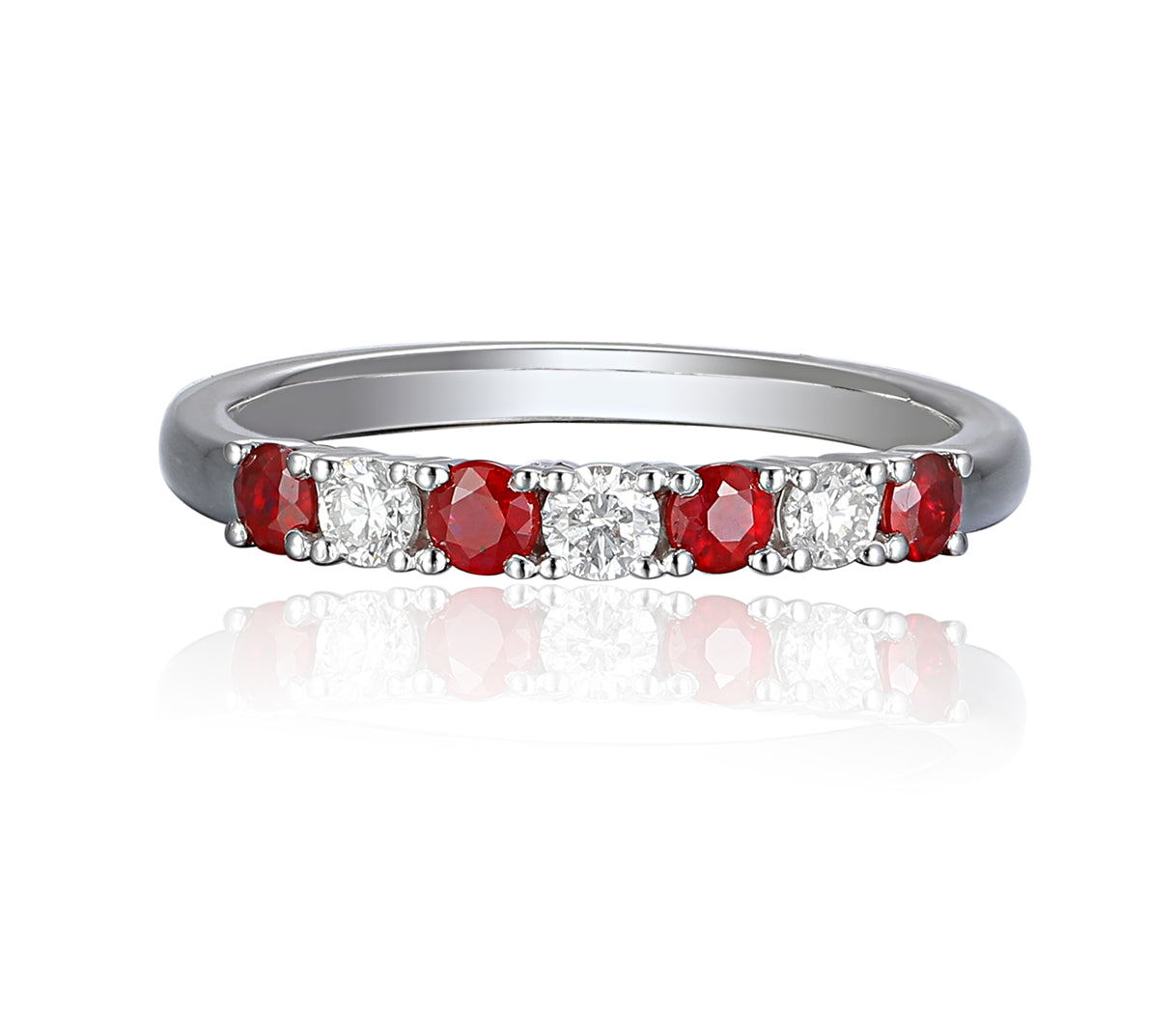 Ruby And Diamond 7 Stone Ring