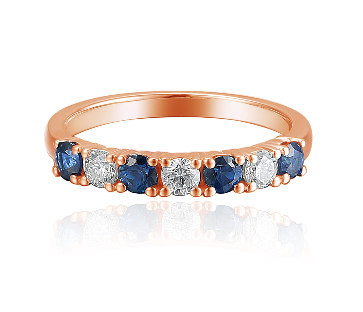 Blue Sapphire And Diamond 7 Stone Ring