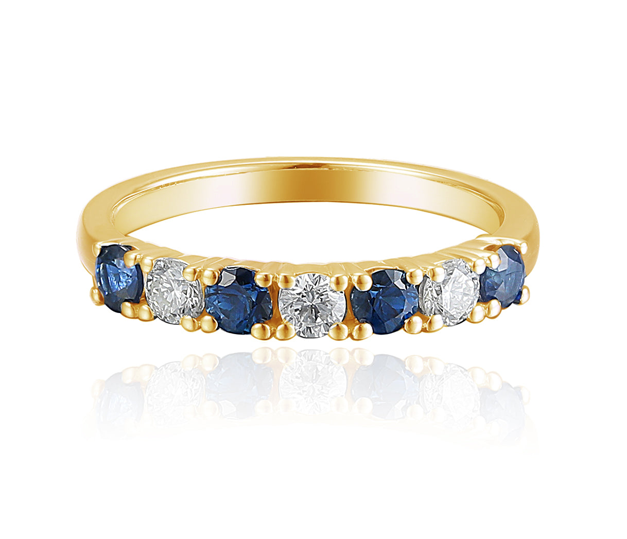Blue Sapphire And Diamond 7 Stone Ring
