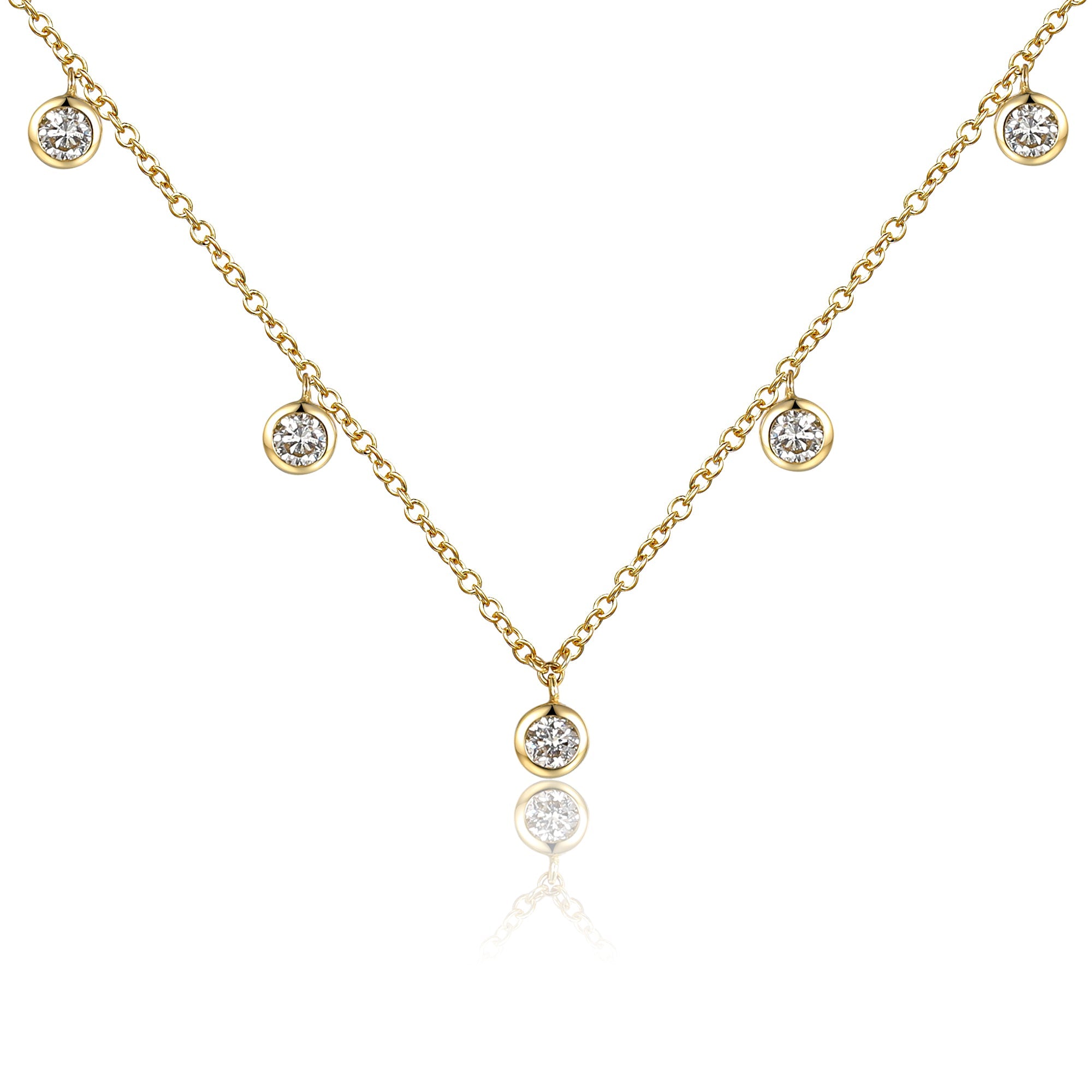 18k Yellow Gold Diamond By The Yard Drop Necklace - Rubover Set | The Real Gem