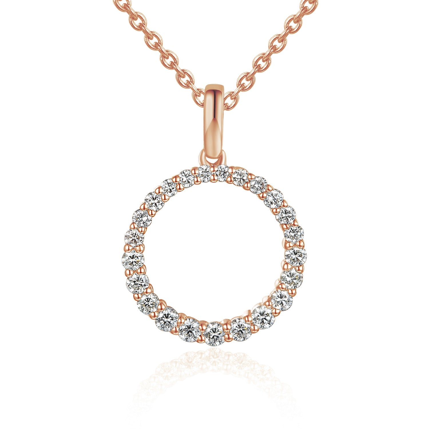 18k Rose Gold Diamond Circle of Life Necklace - The Real Gem