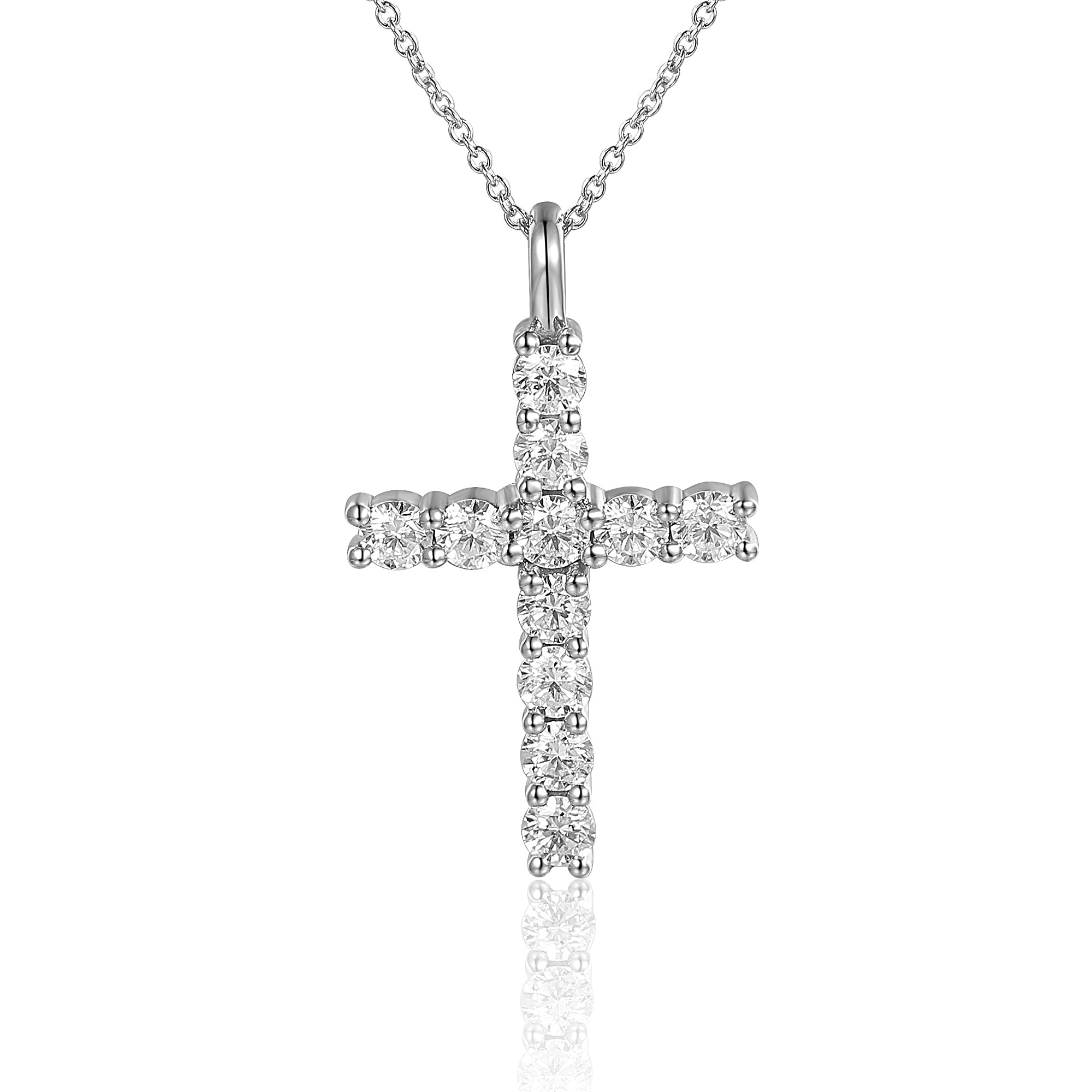 18k White Gold Diamond Cross Pendant Necklace – The Real Gem