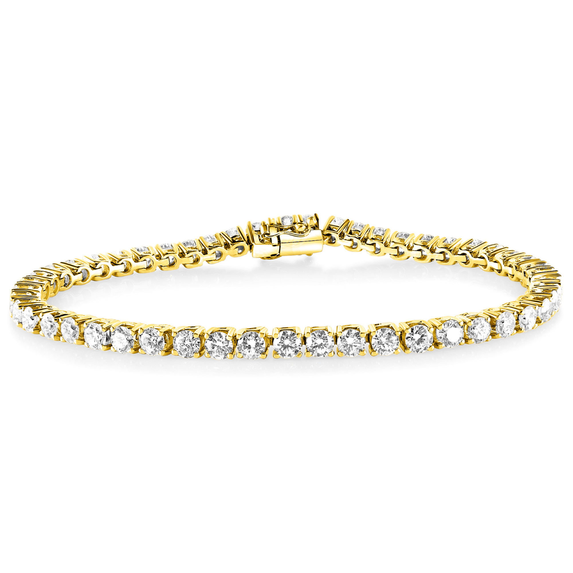 18k Yellow Gold Finesse 4 Claw Diamond Tennis Bracelet – The Real Gem