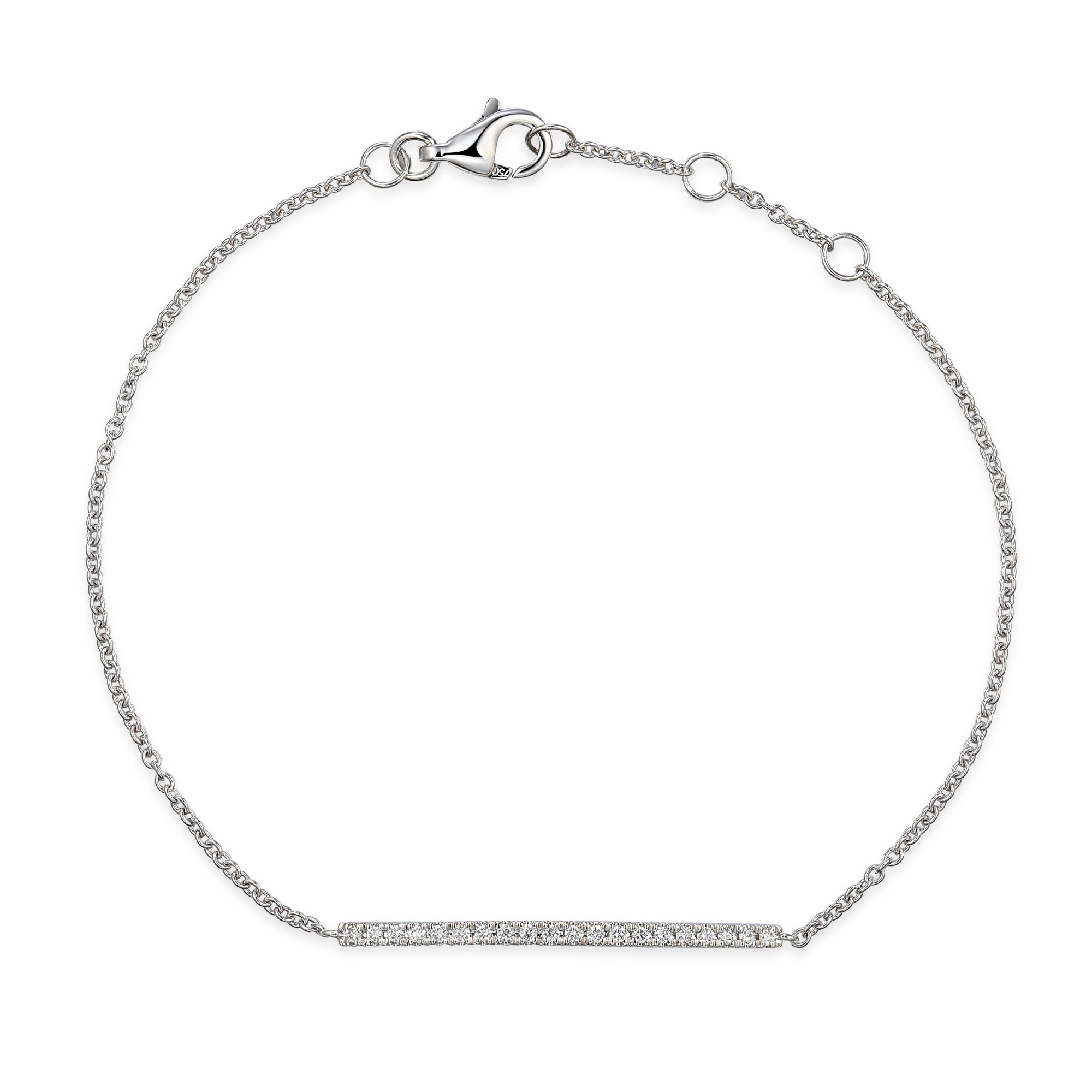 18k White Gold Diamond Bar Bracelet – The Real Gem