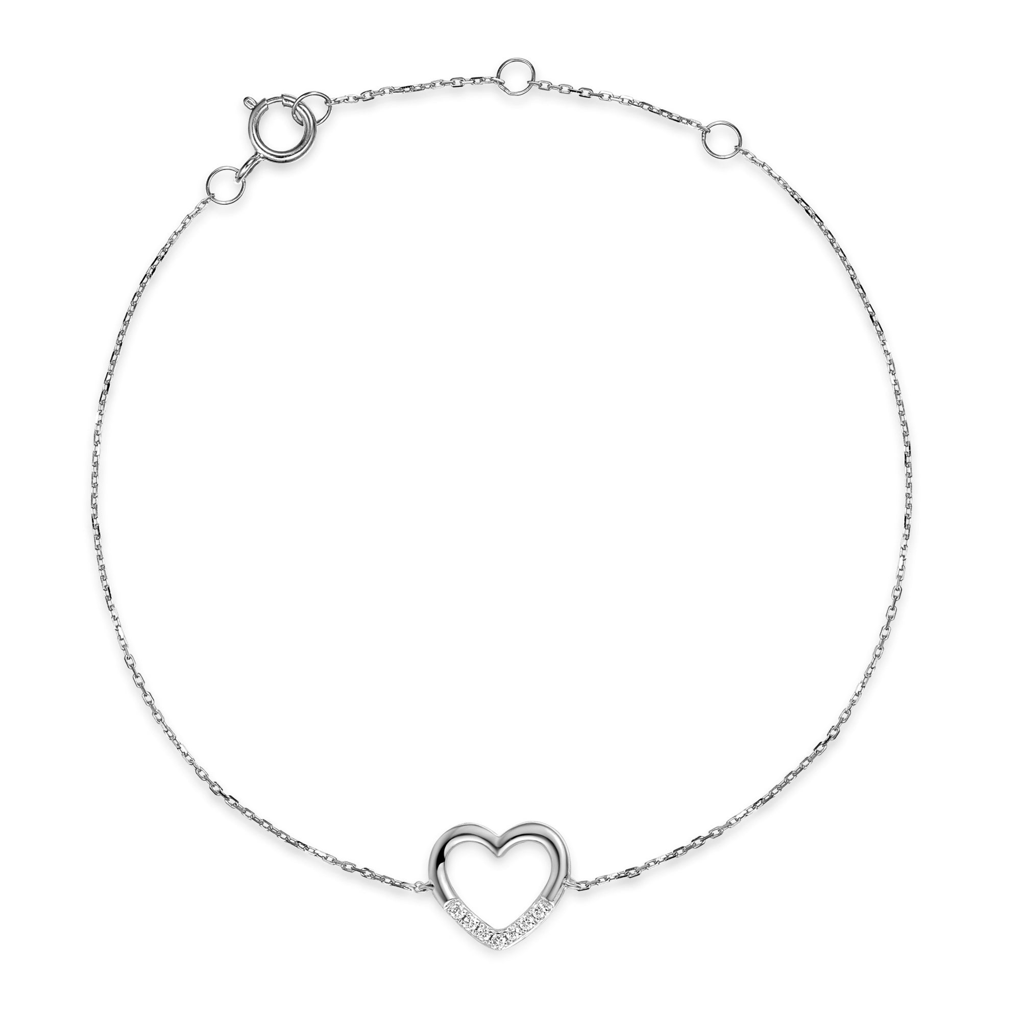 18k White Gold Diamond Heart Bracelet – The Real Gem
