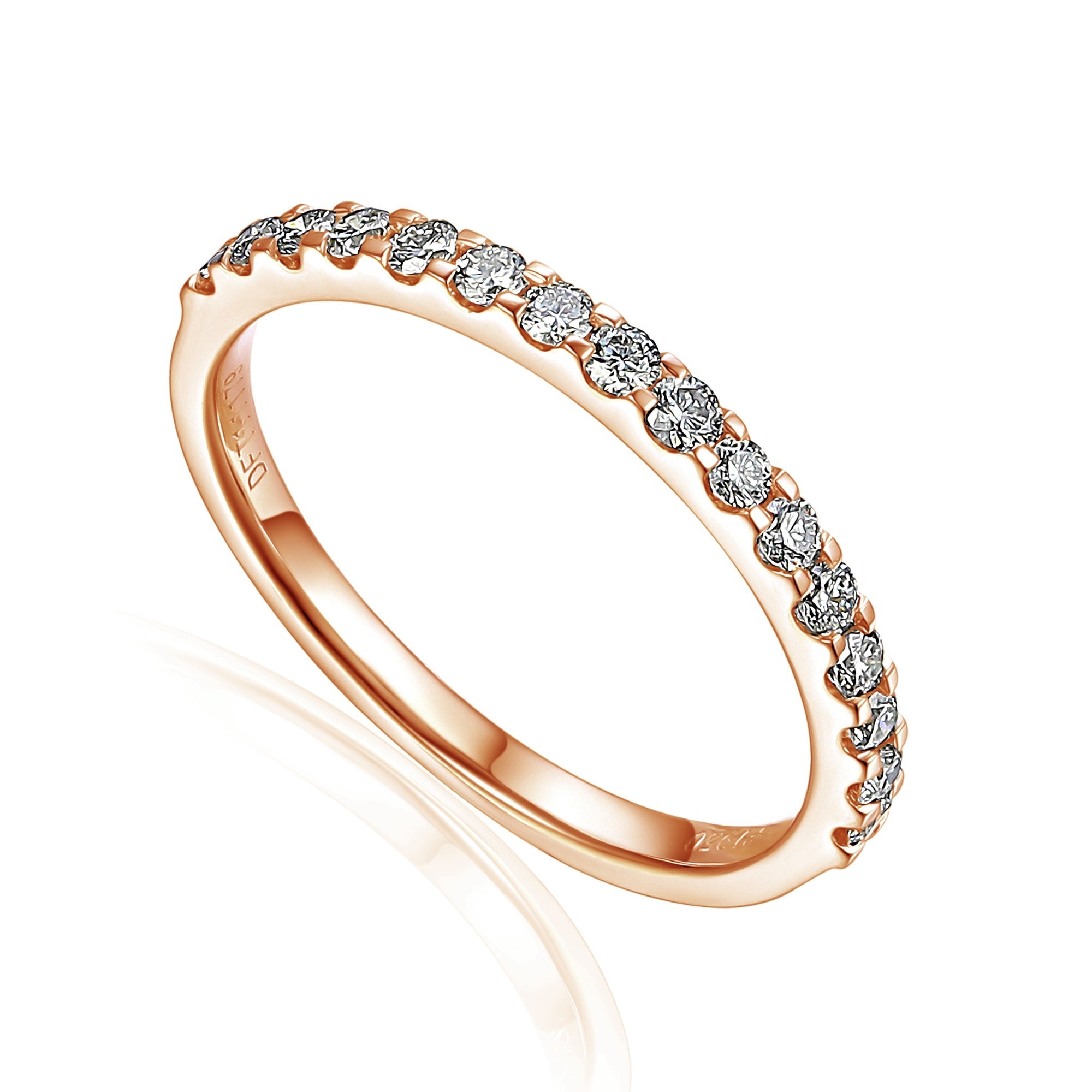 18k Rose Gold 18k Rose Gold Round Brilliant Cut Diamond Micro Set Half Eternity Ring – The Real Gem