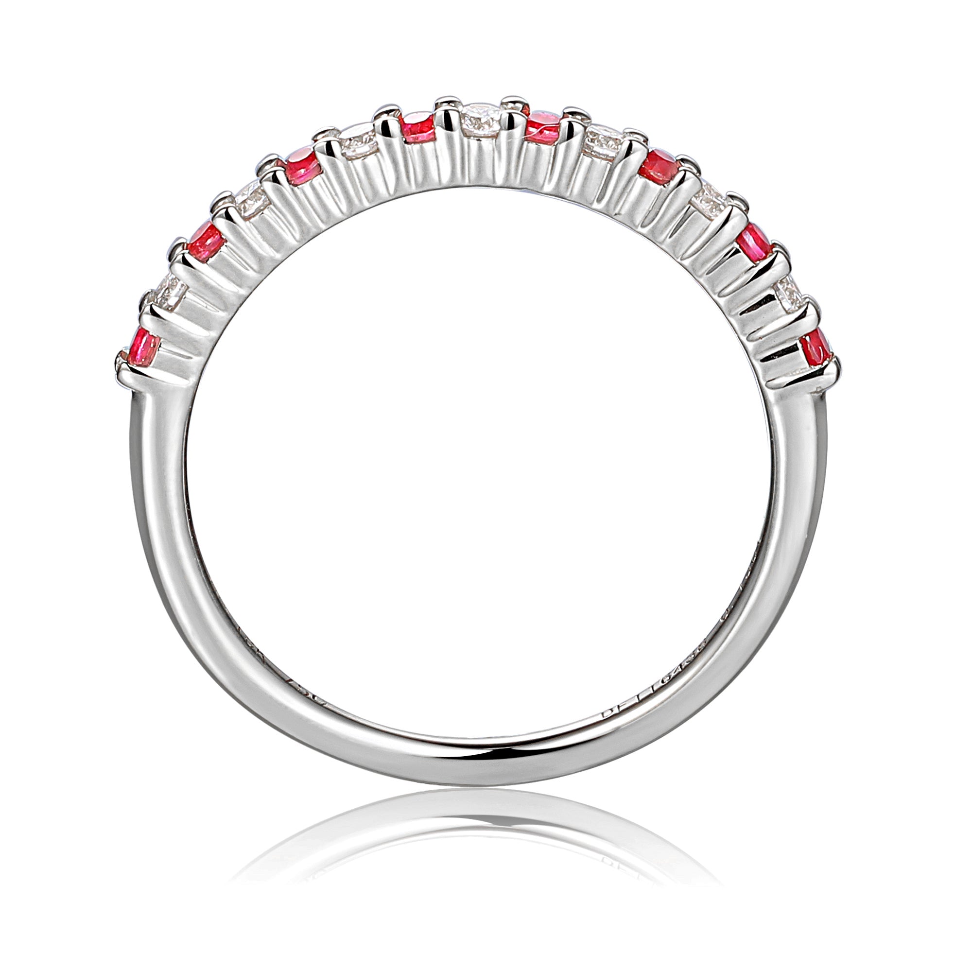 Ruby And Diamond Half Eternity Stacking Ring