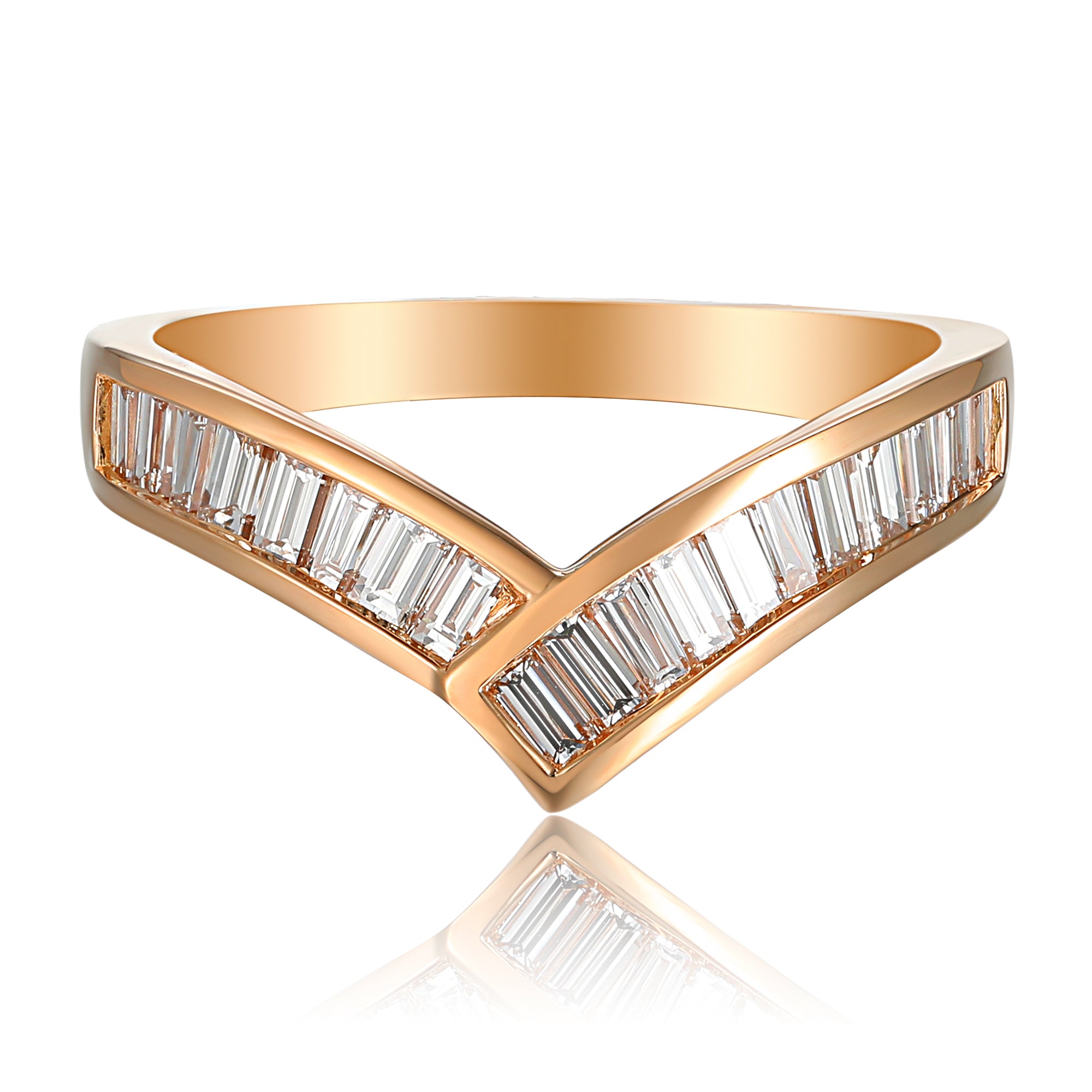 Baguette Diamond Wishbone Ring - G/VS