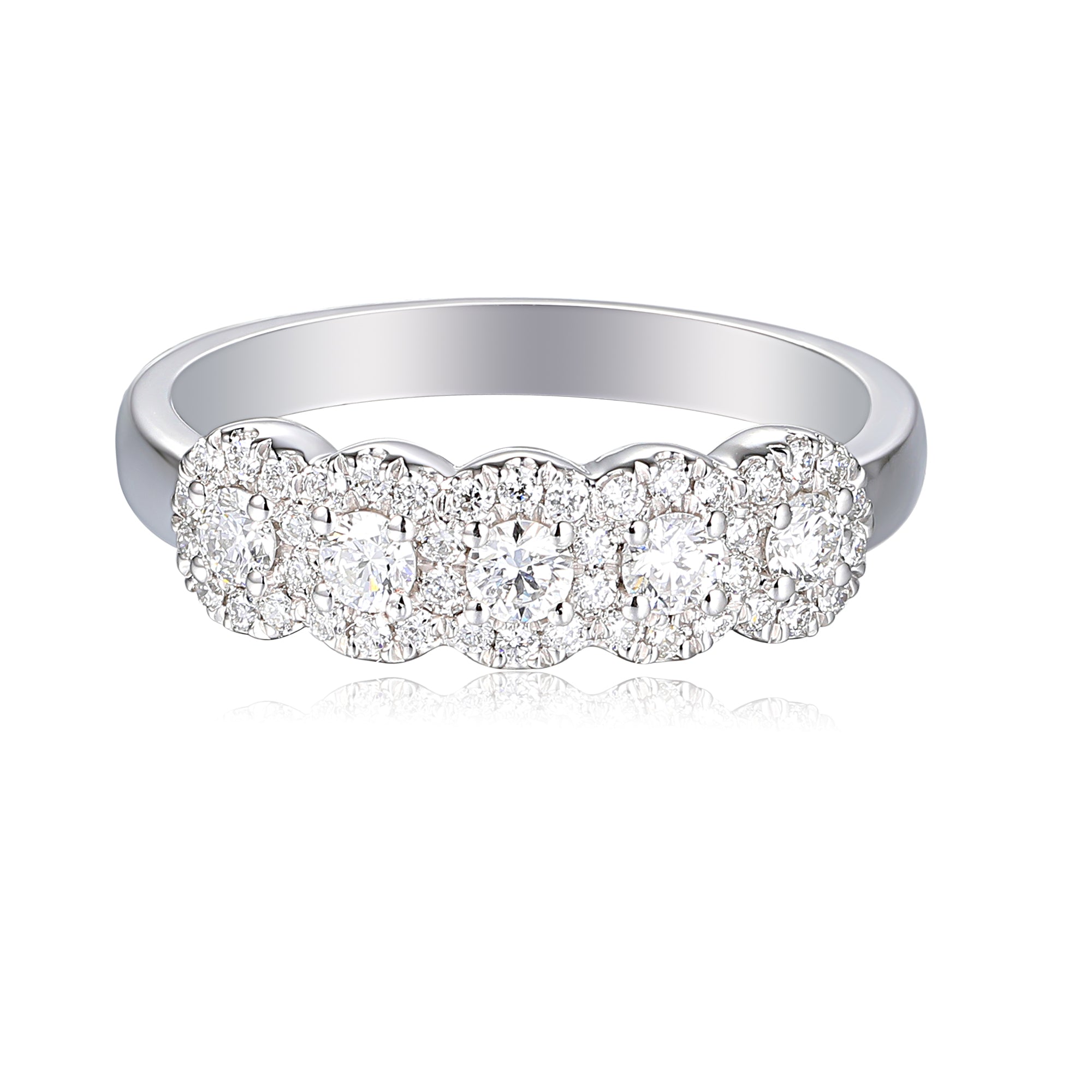 Diamond 5 Stone Halo Ring - G/SI