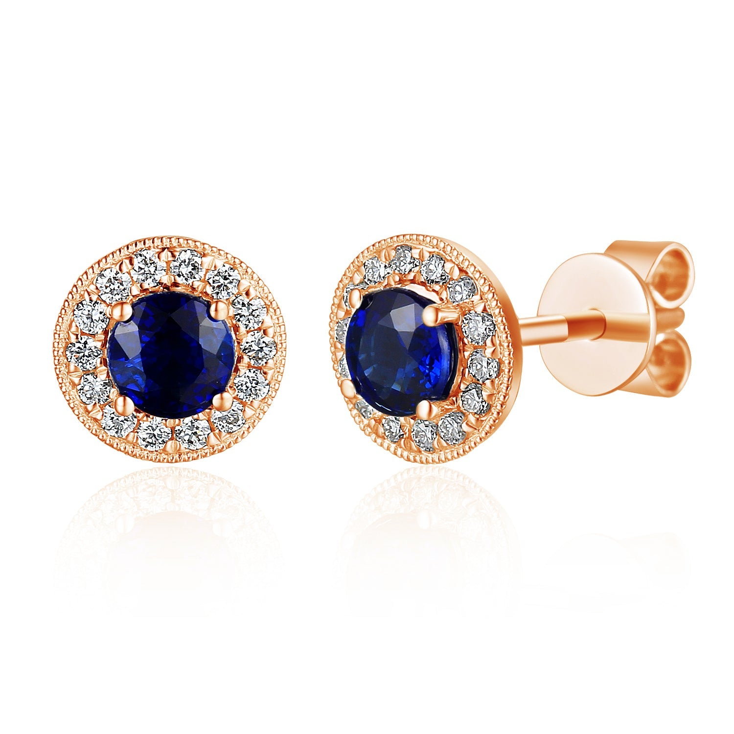 Sapphire and Diamond Halo Stud Earrings – The Real Gem