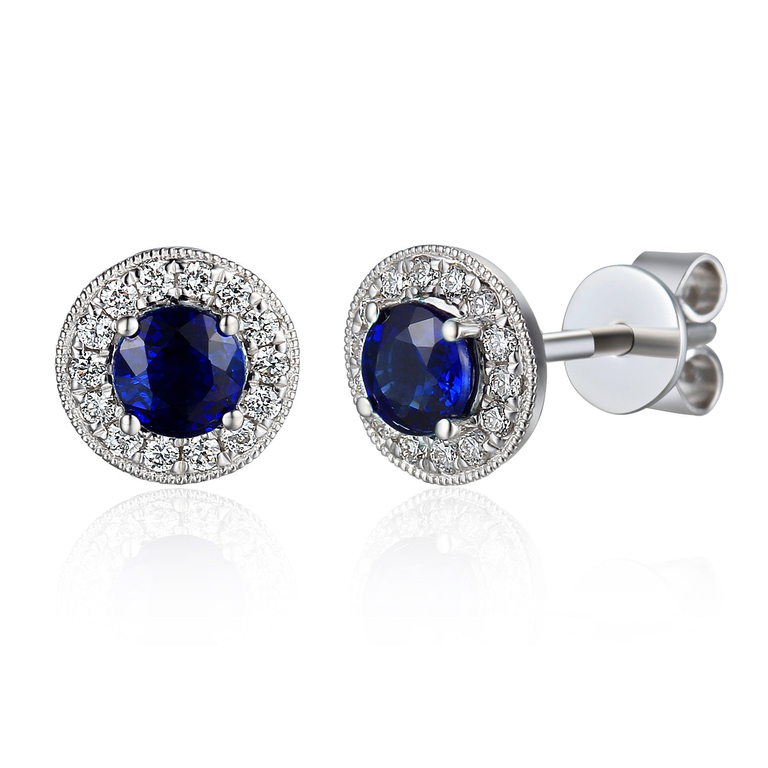 Sapphire and Diamond Halo Stud Earrings – The Real Gem
