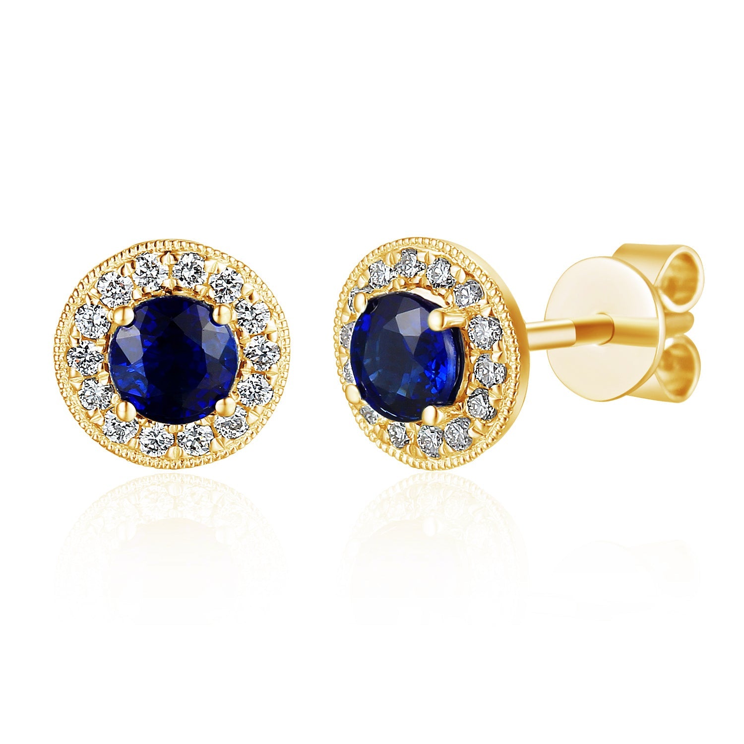 Sapphire and Diamond Halo Stud Earrings – The Real Gem