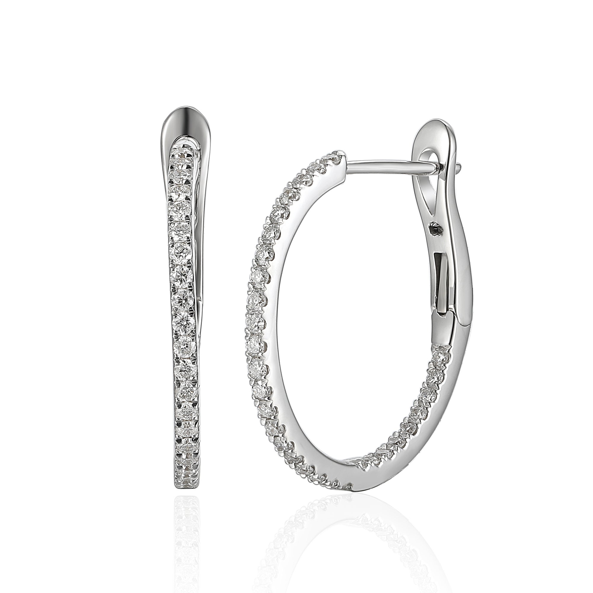Diamond Pave Oval Hoop Earrings - The Real Gem