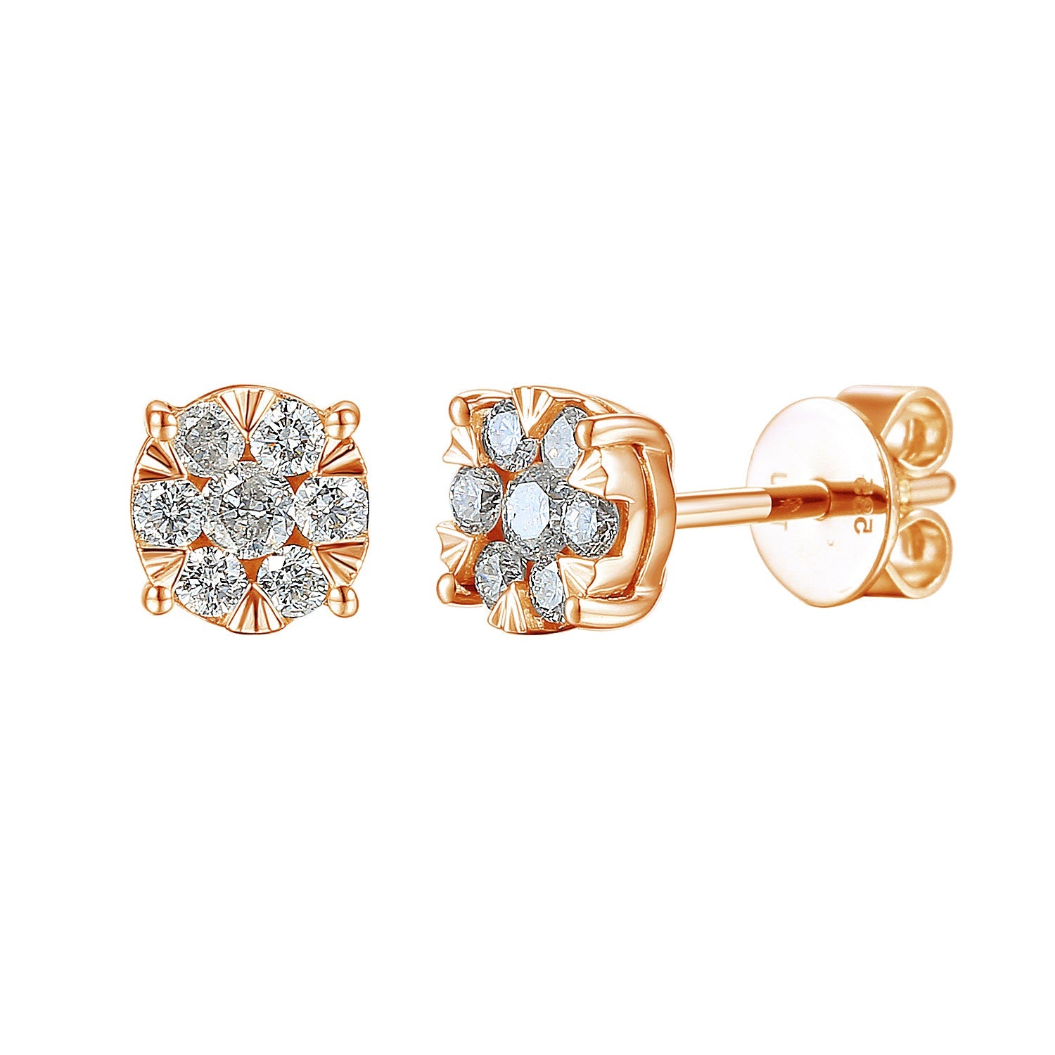 18k Rose Gold Illusion-Set Diamond Stud Earrings – The Real Gem