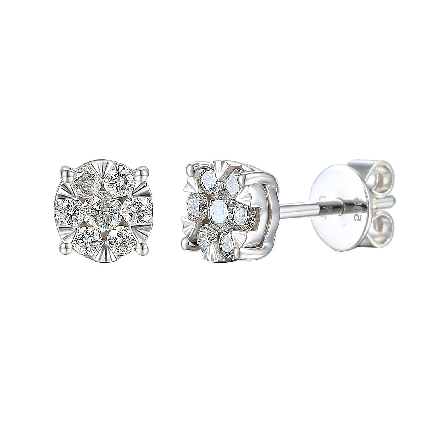 18k White Gold Illusion-Set Diamond Stud Earrings – The Real Gem