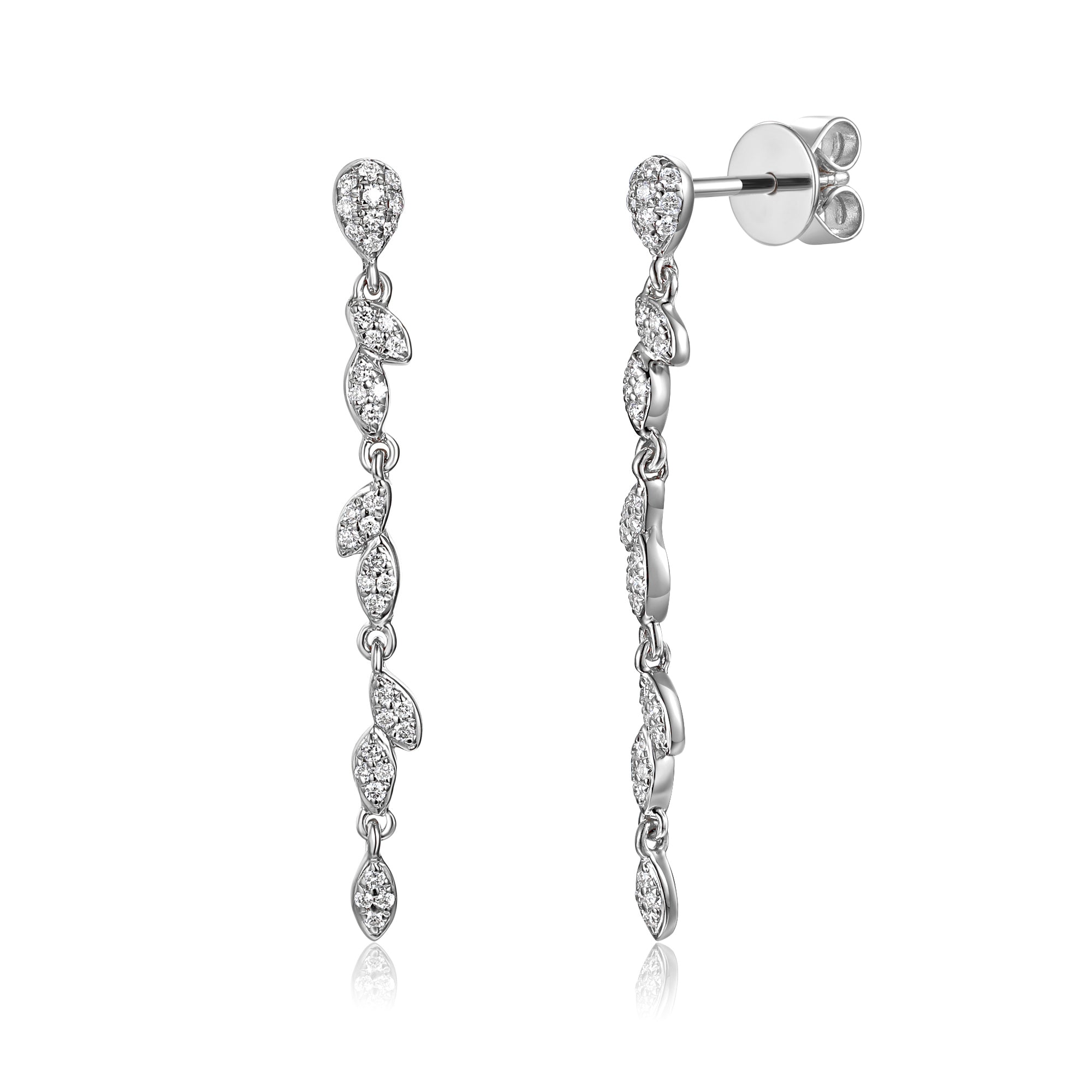 Diamond Leaf Drop Earrings Ð The Real Gem