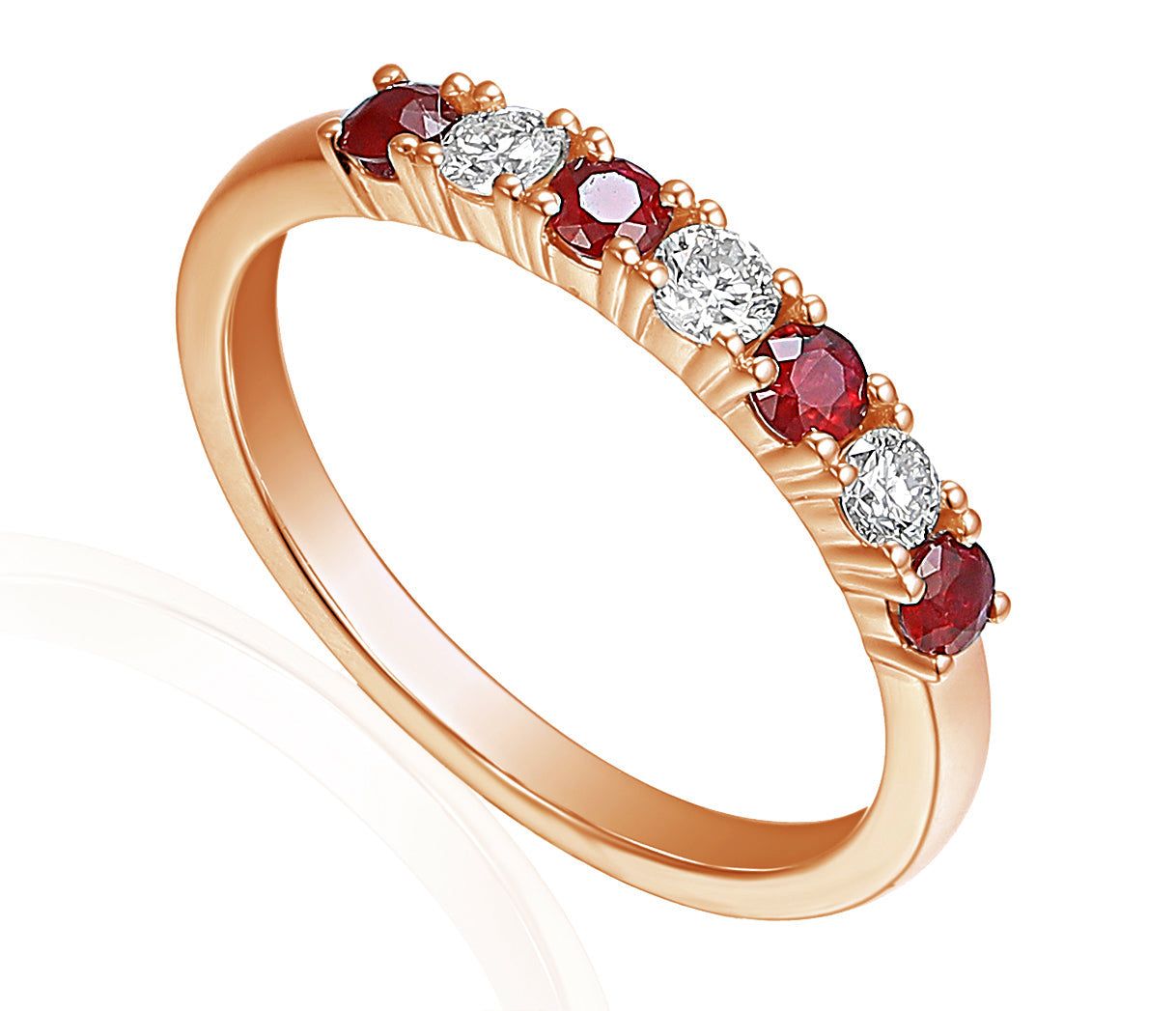 18k Rose Gold Ruby And Diamond 7 Stone Ring - The Real Gem