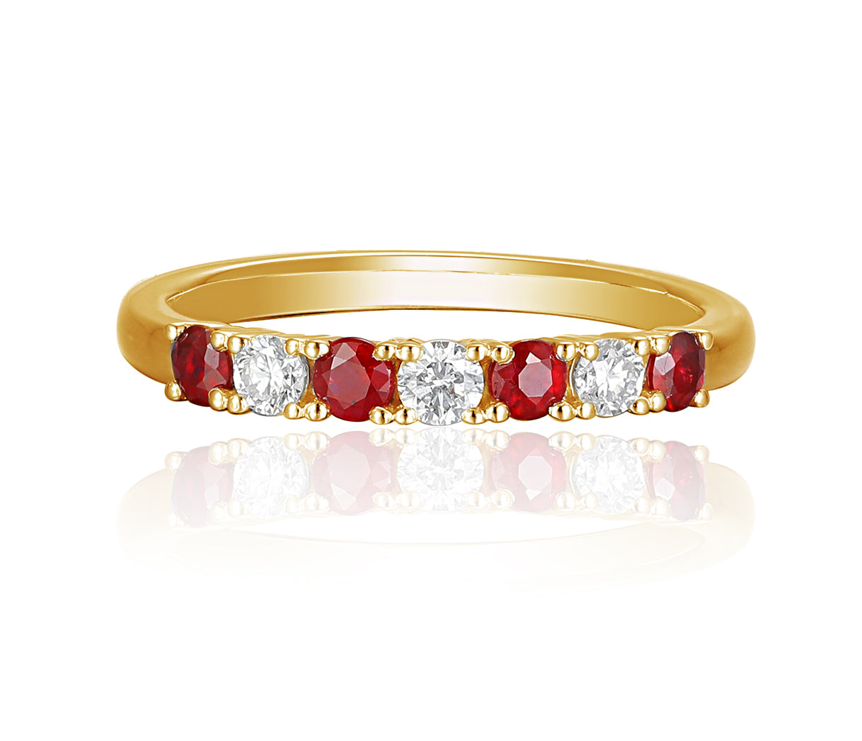 Ruby And Diamond 7 Stone Ring