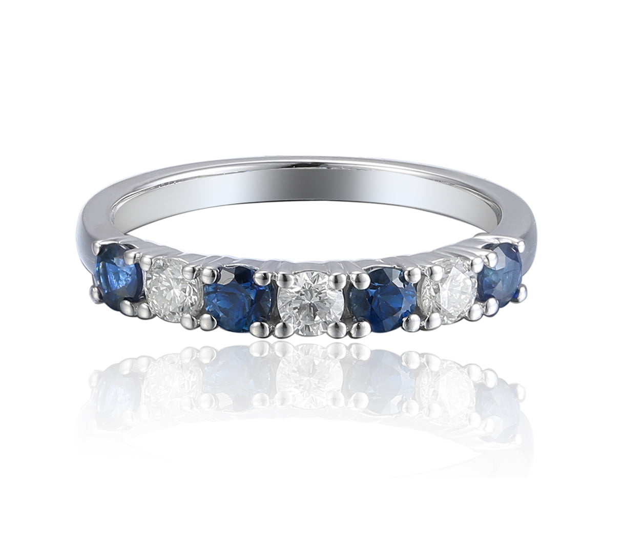 Blue Sapphire And Diamond 7 Stone Ring