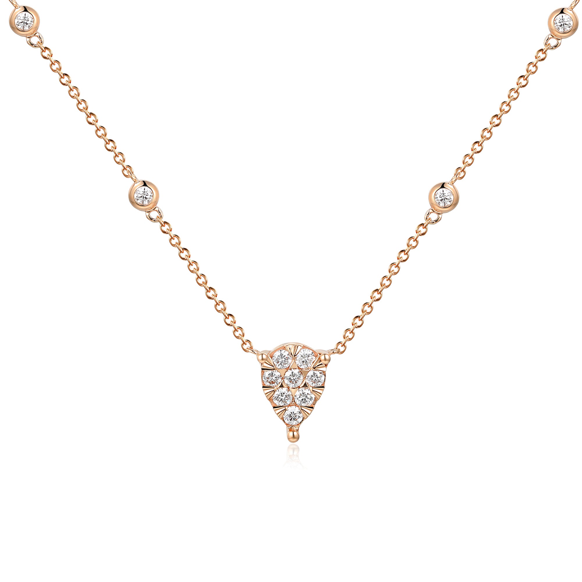 Pear Illusion Diamond Necklace Floating Cluster Station Design 0.45ct G/SI