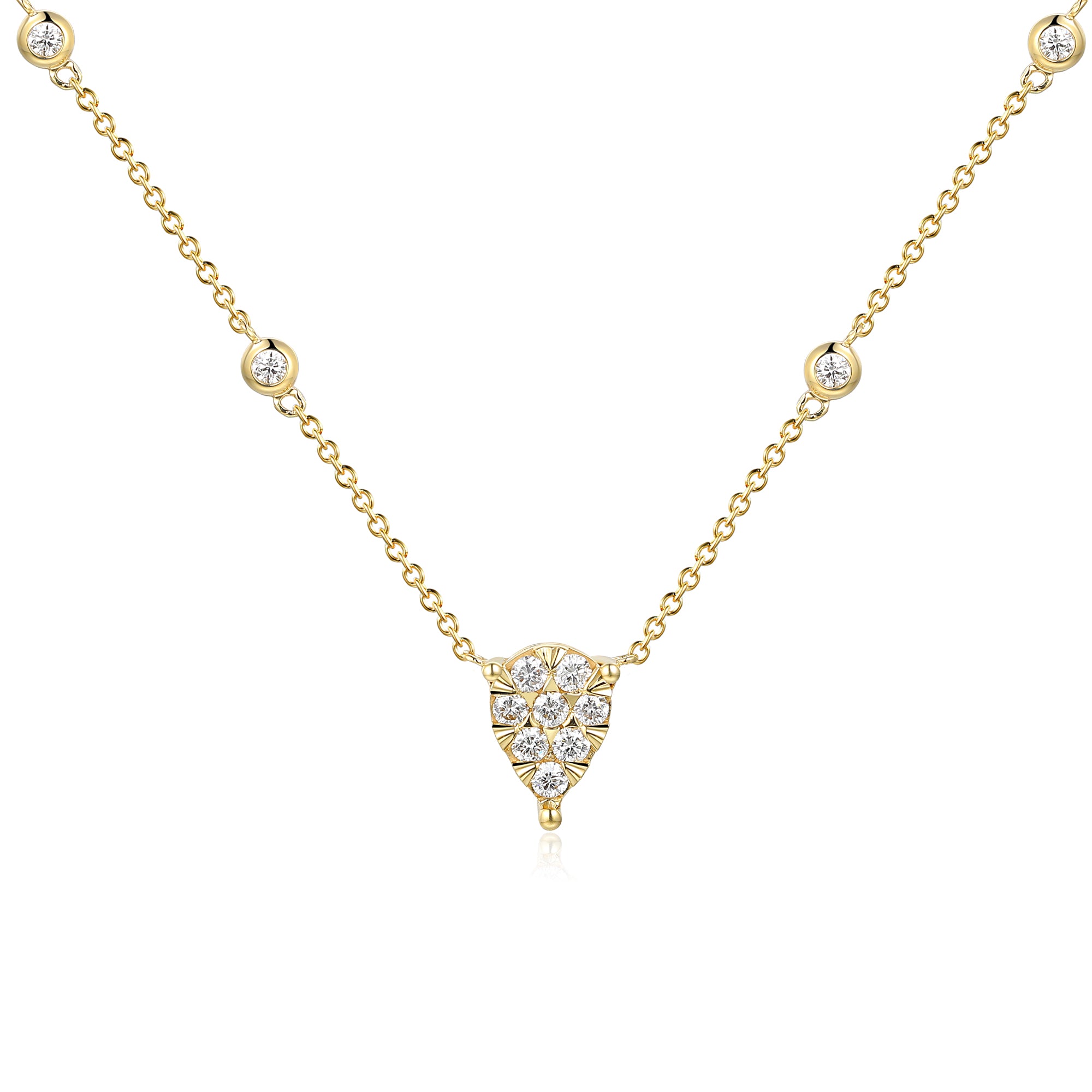 Pear Illusion Diamond Necklace Floating Cluster Station Design 0.45ct G/SI