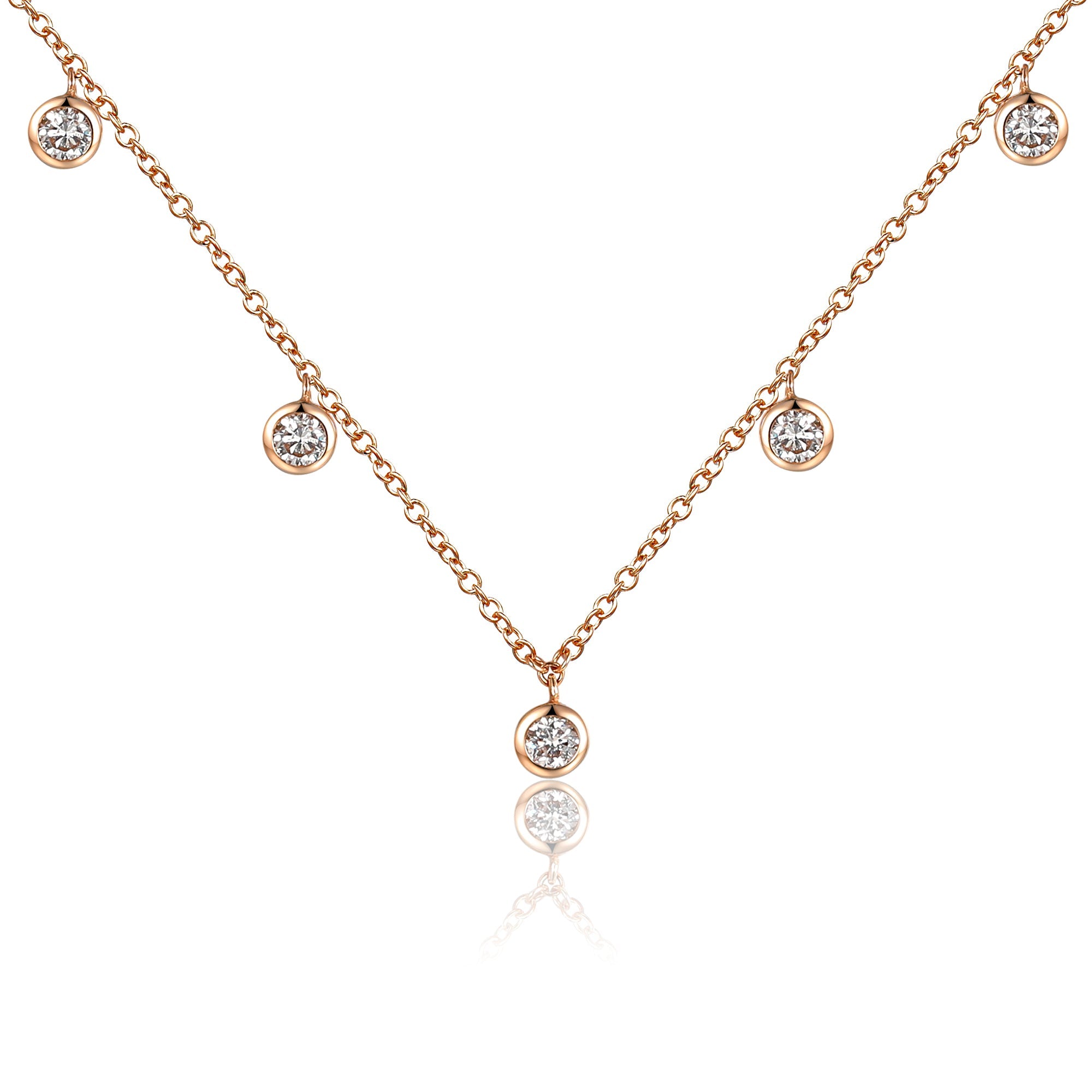 18k Rose Gold Diamond By The Yard Drop Necklace - Rubover Set | The Real Gem