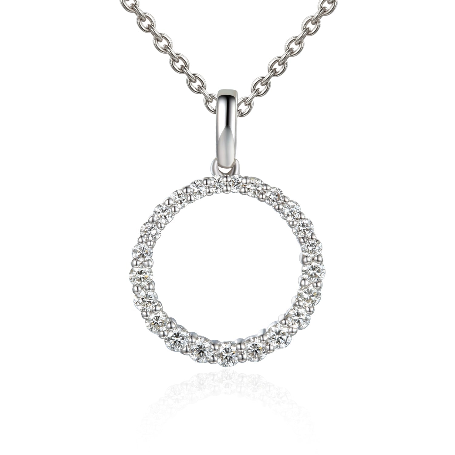 18k White Gold Diamond Circle of Life Necklace - The Real Gem