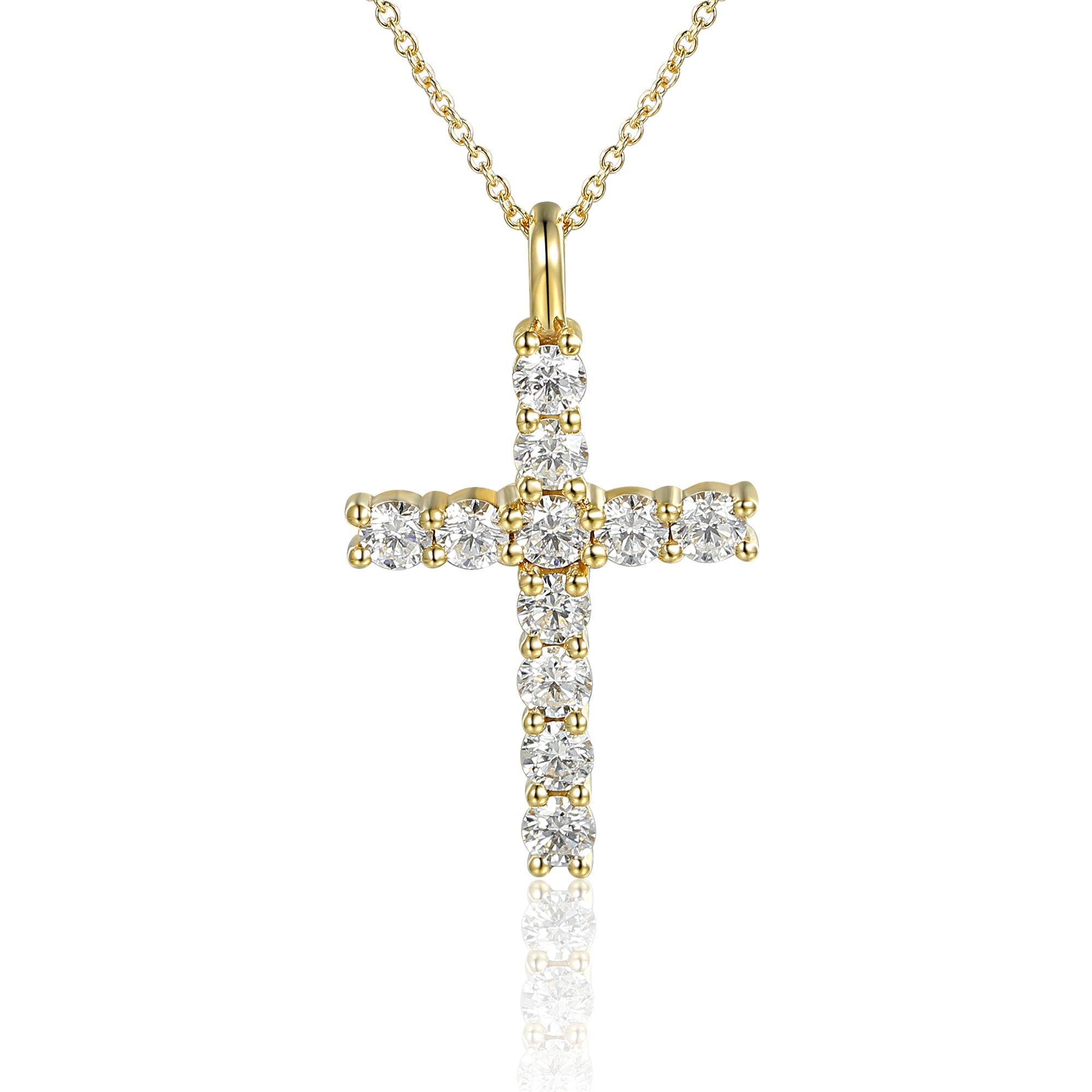 18k Yellow Gold Diamond Cross Pendant Necklace – The Real Gem