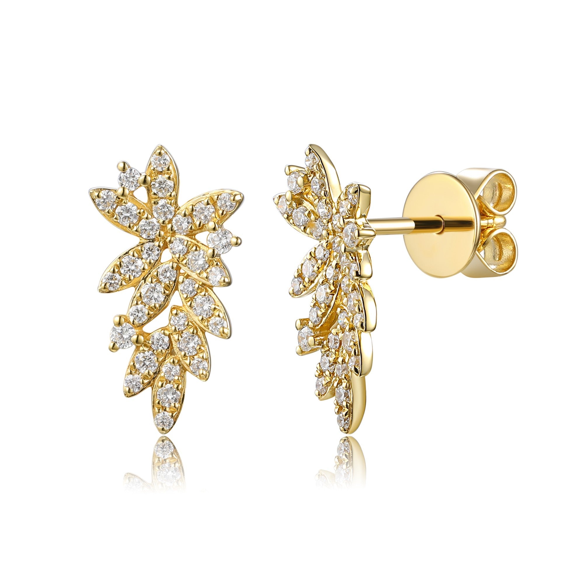 Micro Set Round Diamond Leaves Drop Earring – The Real Gem